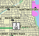 This map shows
Evanston and adjacent suburbs plus part of Chicago.